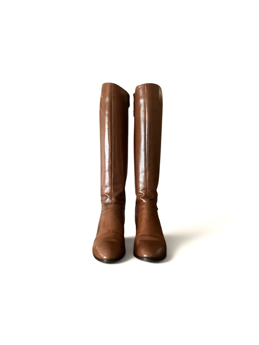 Incredible Vintage Salvatore Ferragamo Cognac Leather Knee-High Boots - Picture 3 of 5